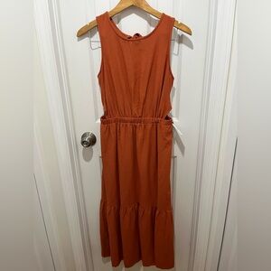 JAPNA LINEN BLEND DRESS WITH SUDE CUT OUTS MEDIUM BNWT